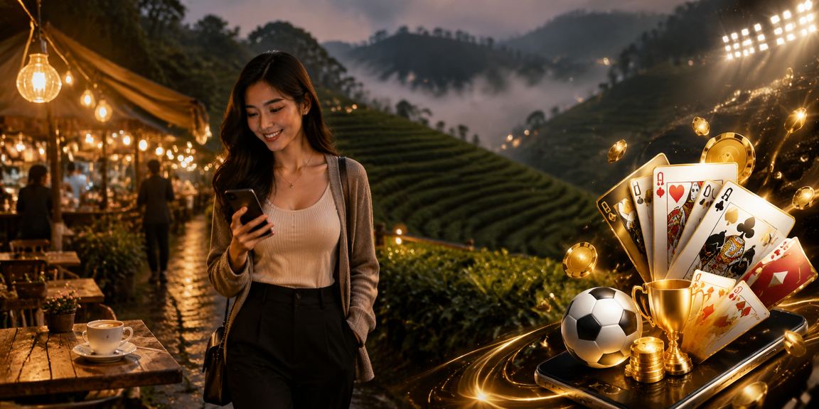 Pemain menggunakan telefon pintar untuk mengikuti tip pertaruhan permainan rummy